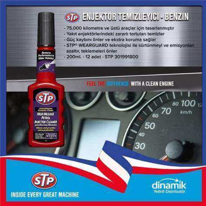 STP® HIGH MILEAGE PETROL INJECTOR CLEANER. 75.000 KM. VE ÜSTÜ ARAÇLAR IÇIN ENJEKTÖR TEMIZLEYICI 200ML. - STP 301991800